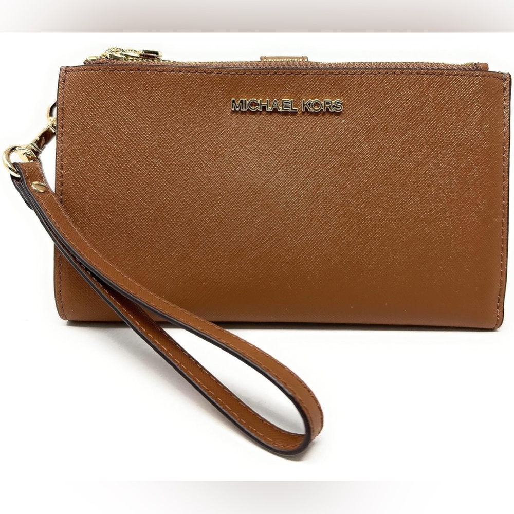 Michael Kors Women's Jet Set Travel Double Zip Wristlet Wallet Saffiano Leather